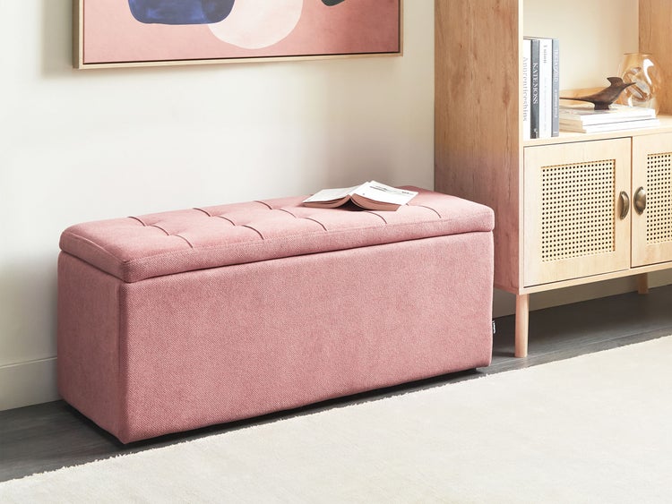 Aufbewahrungshocker OREM Stoff Rosa