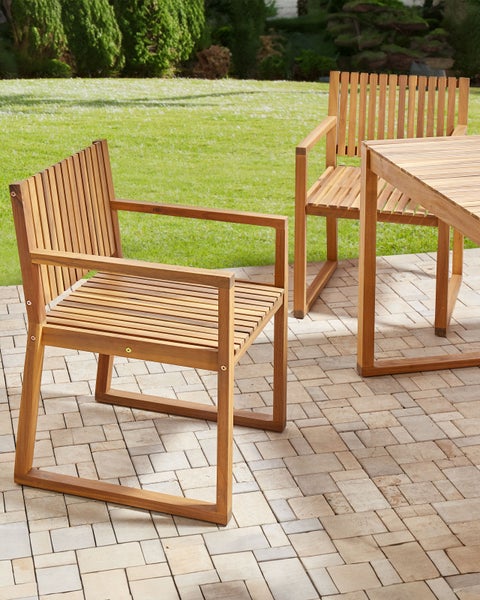 Gartenstuhl 2er Set SASSARI II zertifiziertes Akazienholz Hellbraun