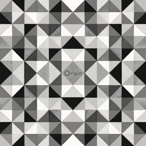 Origin Wallcoverings Tapete kubistisches Muster Schwarz und Weiß - 53 cm x 10.05 m - 346913