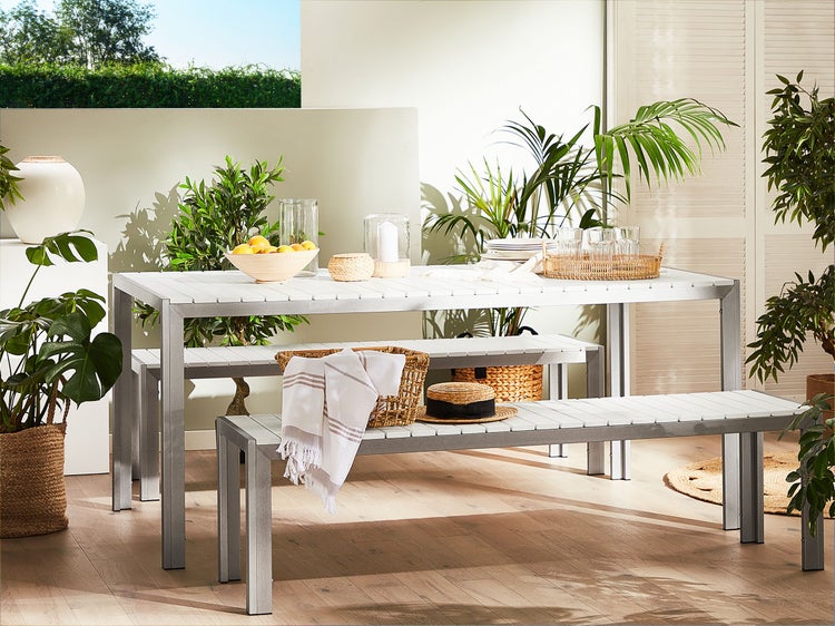 Gartenmöbel Set 6-Sitzer NARDO Weiß