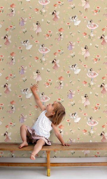 ESTAhome Tapete Elfen Rosa und Grün - 50 x 900 cm - 131340