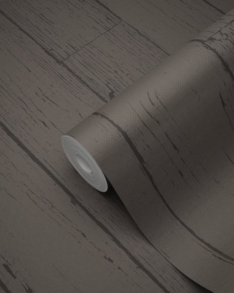 Origin Wallcoverings Tapete Holz-optik Dunkelgrau - 53 cm x 10.05 m - 347552