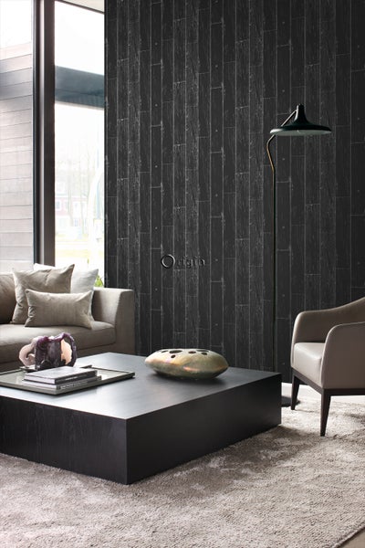 Origin Wallcoverings Tapete Holz-optik Schwarz und Silber - 53 cm x 10.05 m - 347542