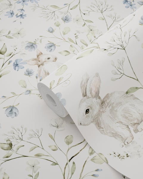 Muster mit Hasen und Blumen