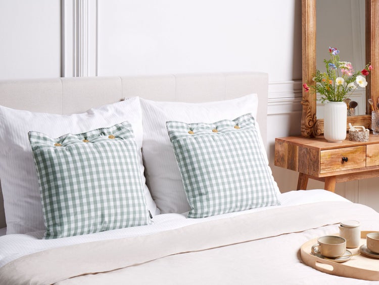 Dekokissen 2er Set TALYA 45 x 45 cm Mintgrün Kariertes Muster