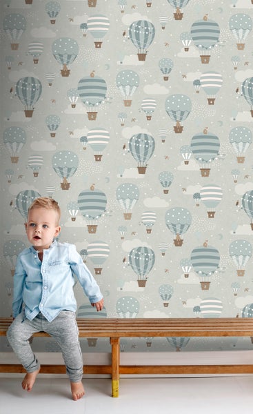 ESTAhome Tapete Luftballons Blau - 50 x 900 cm - 131345