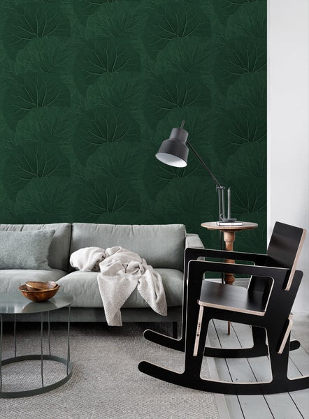 ESTAhome Tapete große Blätter Emeraldgrün - 53 cm x 10.05 m - 138997