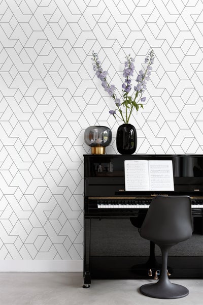 Origin Wallcoverings Tapete grafische Linien Schwarz-Weiß - 50 x 900 cm - 347903