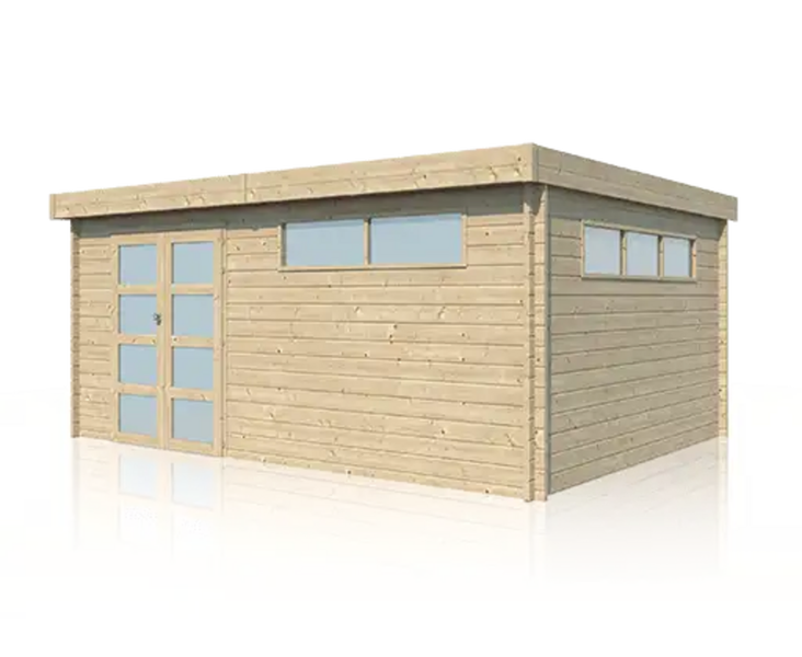 Alpholz Gerätehaus Modern 485x405 Gartenhaus aus Holz, Holzhaus mit 44 mm Wandstärke, Blockbohlenhaus, Naturbelassen 5,1x4,1m