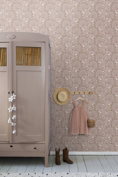 ESTAhome Tapete Blumenmuster Taupe - 50 x 900 cm - 131087