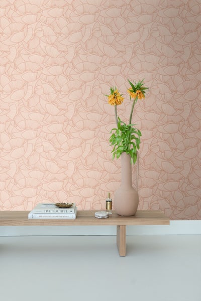 ESTAhome Tapete Mohnblumen Terrakottarosa - 53 cm x 10.05 m - 139706