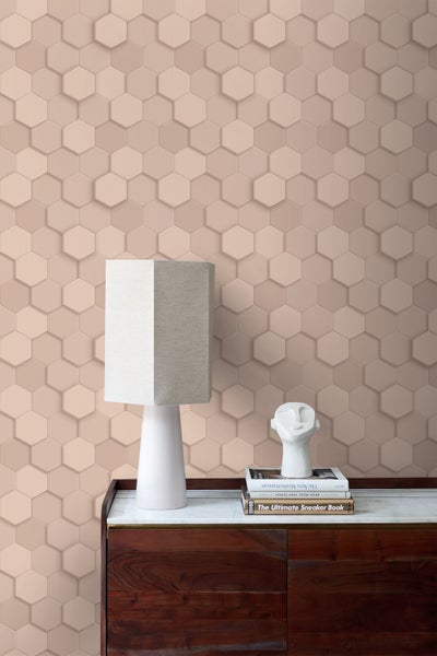 Origin Wallcoverings Tapete 3D Wabenmuster Hellrosa - 53 cm x 10.05 m - 347849