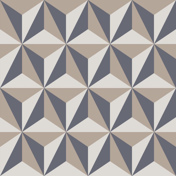Origin Wallcoverings Tapete 3D-Muster Vintage Blau und Taupe - 53 cm x 10.05 m - 347447
