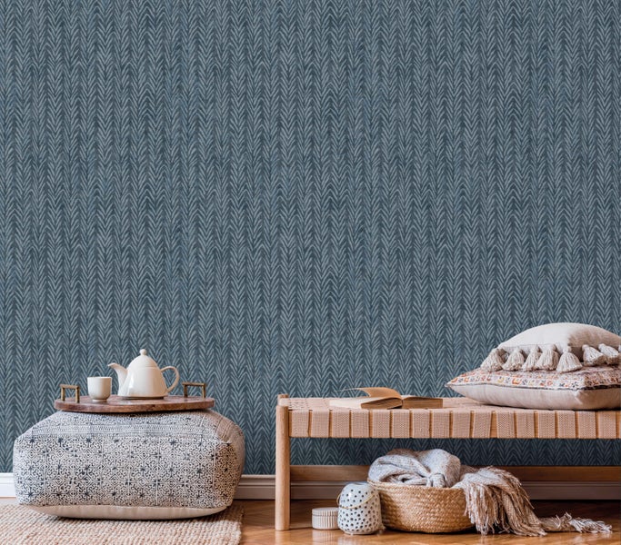 Sanders und Sanders Tapete Zickzack-Motiv Dunkelblau - 53 cm x 10 m - 640507