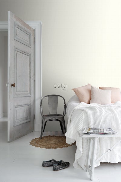 ESTAhome Tapete feine Punkte Crême-Weiß und Silber - 53 cm x 10.05 m - 137315