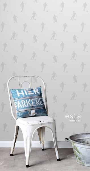 ESTAhome Tapete Fußballspieler Silber - 53 cm x 10.05 m - 128802