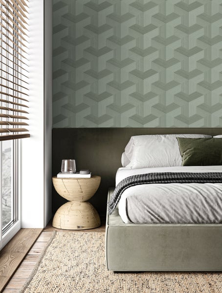 Origin Wallcoverings Tapete 3D-Muster Graugrün - 53 cm x 10.05 m - 347951