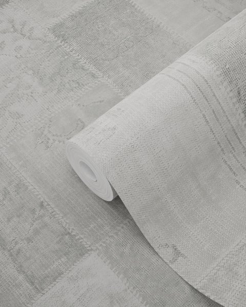 ESTAhome Tapete Kelim-Patchwork Grau - 53 cm x 10.05 m - 148329