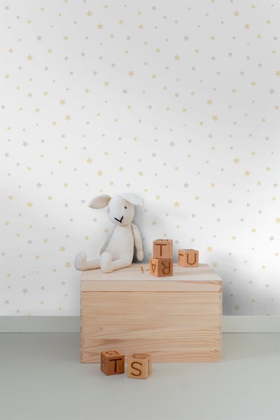 Sanders und Sanders Tapete kleine Sterne Gelb, Beige und Weiß - 53 cm x 10 m - 640457