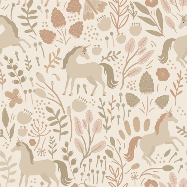 ESTAhome Tapete Einhörner Beige und Terrakottarosa - 53 cm x 10.05 m - 139806