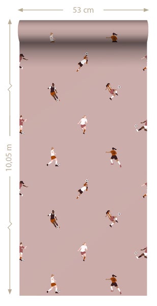 ESTAhome Tapete Fußballspielerinnen Terrakottarosa - 50 x 900 cm - 131284