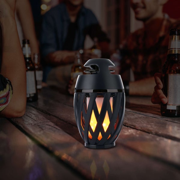 LED-Tischleuchte MUNA mit Bluetooth-Lautsprecher für Außen,  aus schwarzem Kunststoff, mit integrierter LED, 16,5 cm hoch