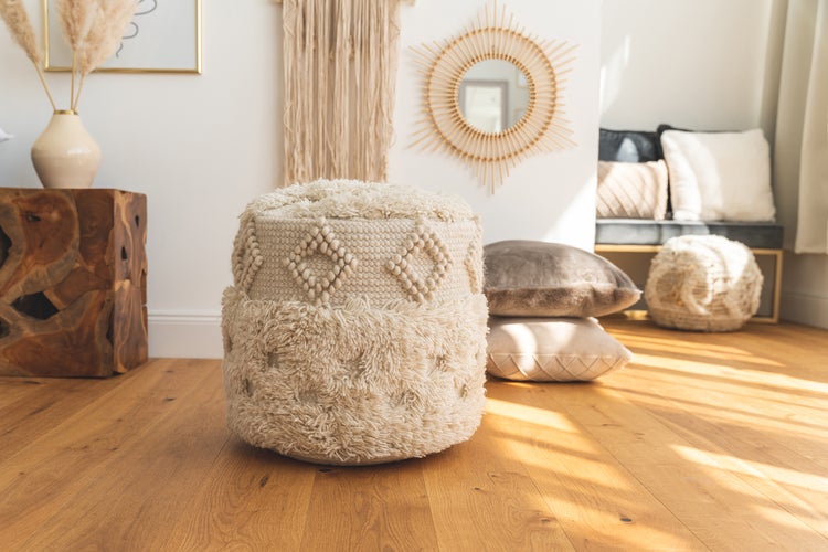 Pouf Hocker handgefertigt Natural Rund Ø 35 cm