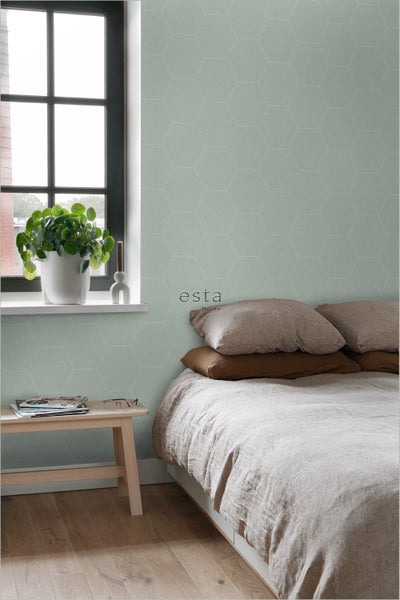 ESTAhome Tapete Wabenmuster Seladongrün - 53 cm x 10.05 m - 148750