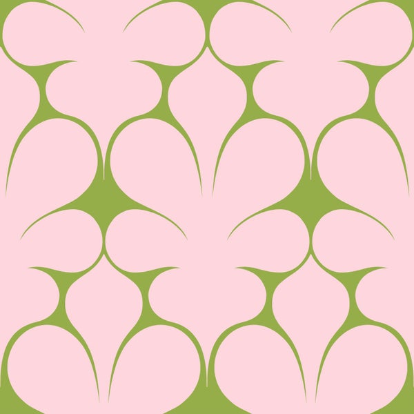ESTAhome Tapete Retro-Ornamente Rosa und Grün - 50 x 900 cm - 131563