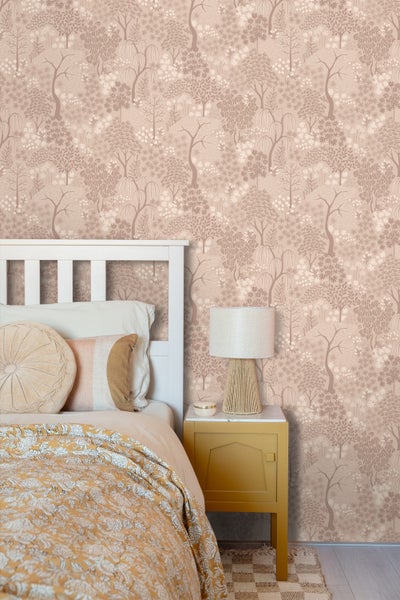 ESTAhome Tapete Bäumen und Blumen Altrosa - 50 x 900 cm - 131649