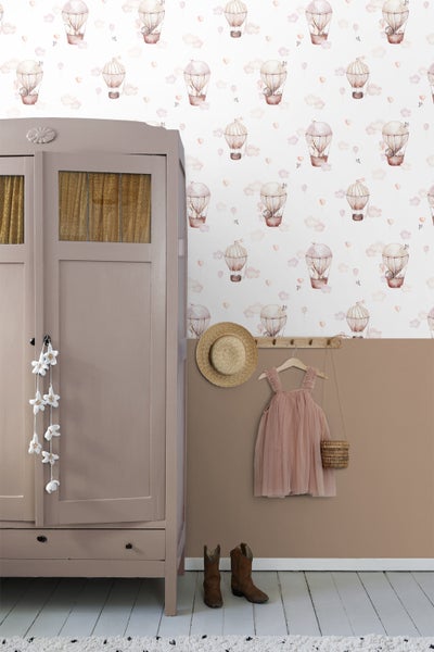 ESTAhome Tapete Luftballons Hellrosa und Beige - 50 x 900 cm - 131091