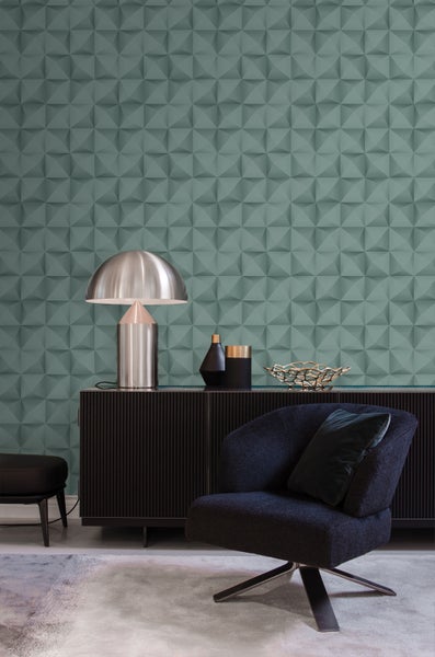 Origin Wallcoverings Tapete 3D Muster Petrolblau - 50 x 900 cm - 347961