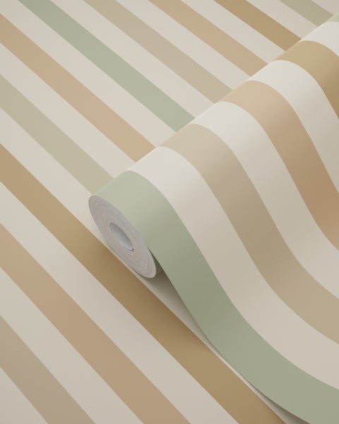 ESTAhome Tapete Streifen Grün und Braun - 50 x 900 cm - 131605