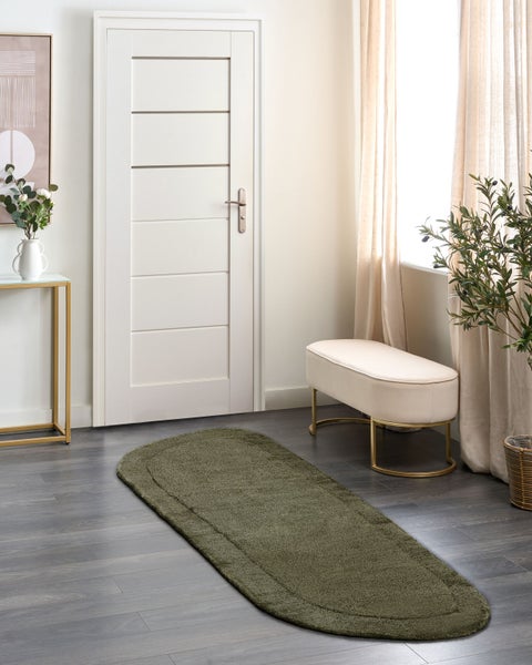 Teppich BERANI Dunkelgrün 80 x 250 cm Viskose
