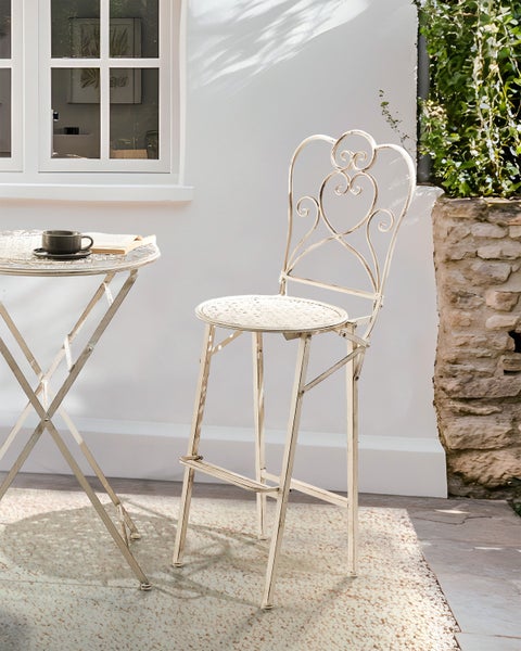 Garten-Barhocker 2er Set TRIESTE klappbar Metall Hellbeige