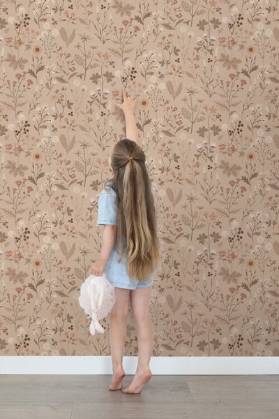 ESTAhome Tapete Feldblumen Sandbeige - 53 cm x 10.05 m - 139840
