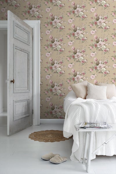 Borastapeter Tapete Blumenstillleben Rosa - 53 cm x 10.05 m - 660257