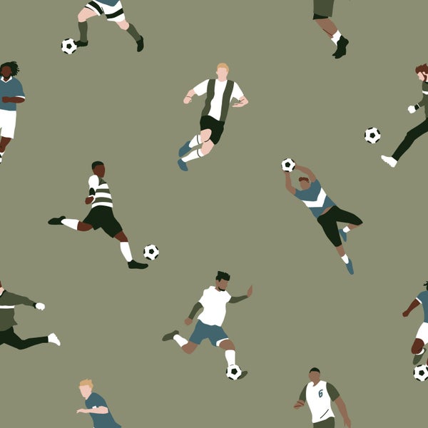 ESTAhome Tapete Fußballspieler Dunkelgrün - 50 x 900 cm - 131554