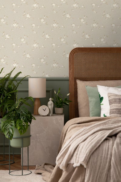 Borastapeter Tapete Blumen Hellbraun - 53 cm x 10.05 m - 660941
