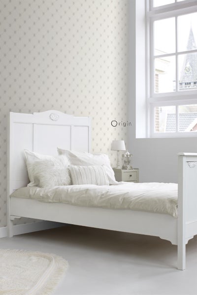 Origin Wallcoverings Tapete kapitoniertes Mustes Weiß und Hellgrau - 53 cm x 10,05 m - 346832