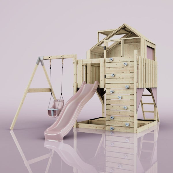 PolarPlay Spielturm Madita aus Holz in Rosa,