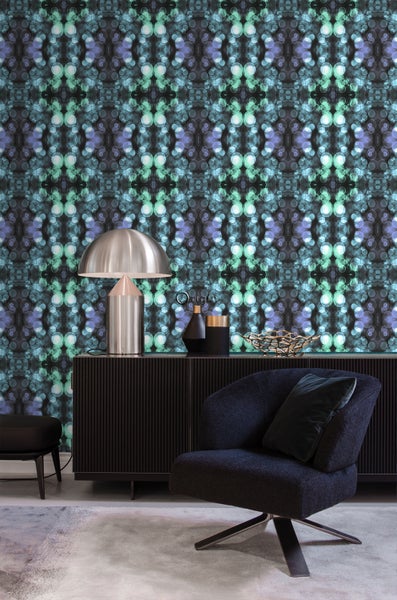 Origin Wallcoverings Tapete Kaleidoskopmuster Hellazurblau und Violett - 53 cm x 10.05 m - 337203