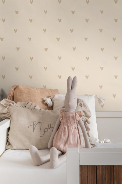 ESTAhome Tapete Herzchen Beige - 53 cm x 10.05 m - 139769