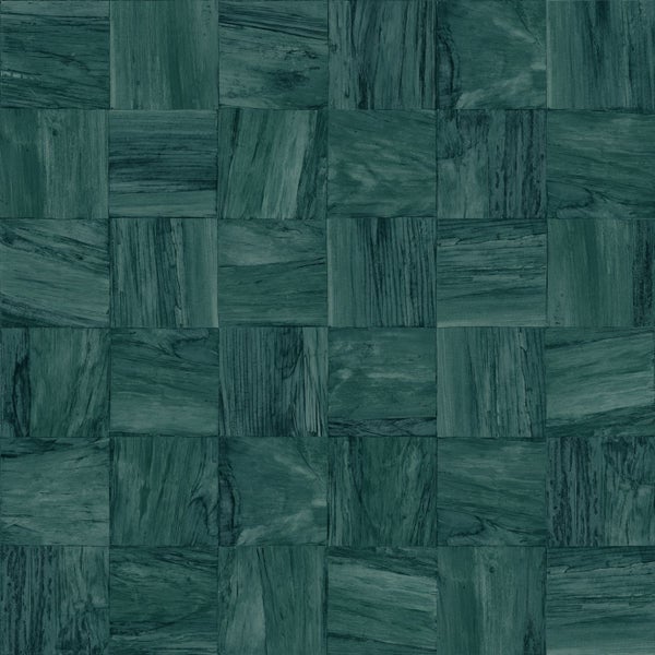 Origin Wallcoverings Tapete quadratische Holzstücke Petrolblau - 50 x 900 cm - 347933