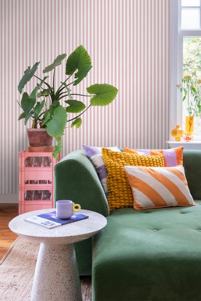 ESTAhome Tapete Streifen Rosa und Weiß - 50 x 900 cm - 130951
