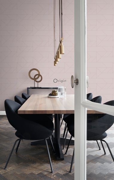 Origin Wallcoverings Tapete grafische Linien Altrosa und Gold - 53 cm x 10.05 m - 347721
