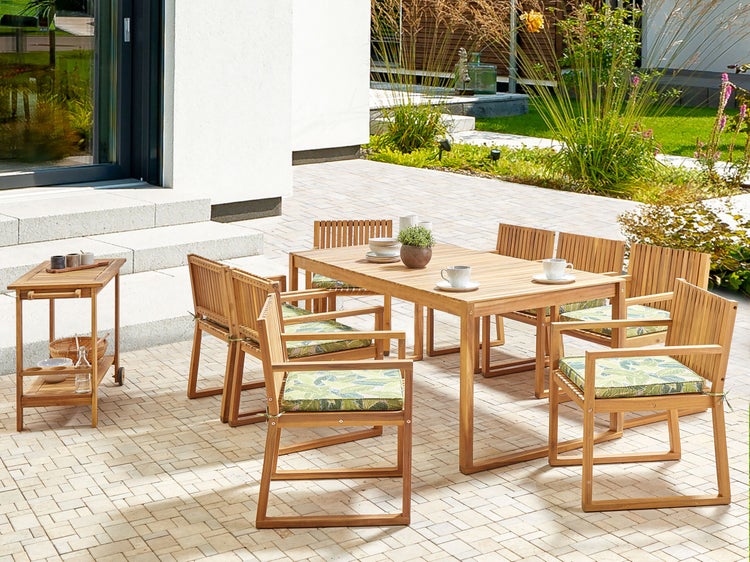 Gartenmöbel Set 8-Sitzer SASSARI II inkl. Kissen zertifiziertes Akazienholz Grün