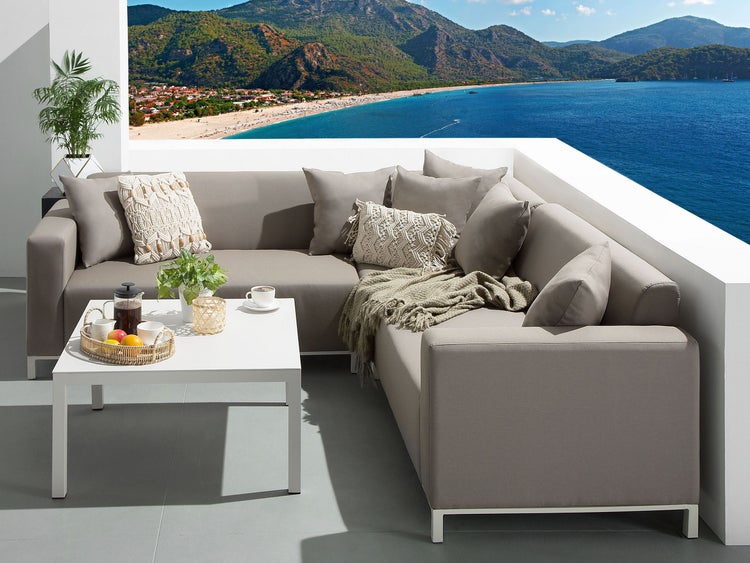 Garten Ecksofa mit Tisch 5-Sitzer BELIZE linksseitig modular Beige
