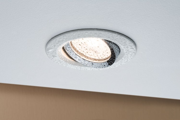 Einbauleuchte Nova Plus schwenkbar IP65 rund 93mm 30° GU5,3 / GU10 max. 35W 230/12V dimmbar Weiß matt, Chrom