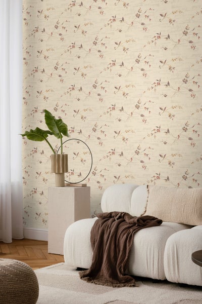 Duro Tapete Blumen Beige - 53 cm x 10.05 m - 661205